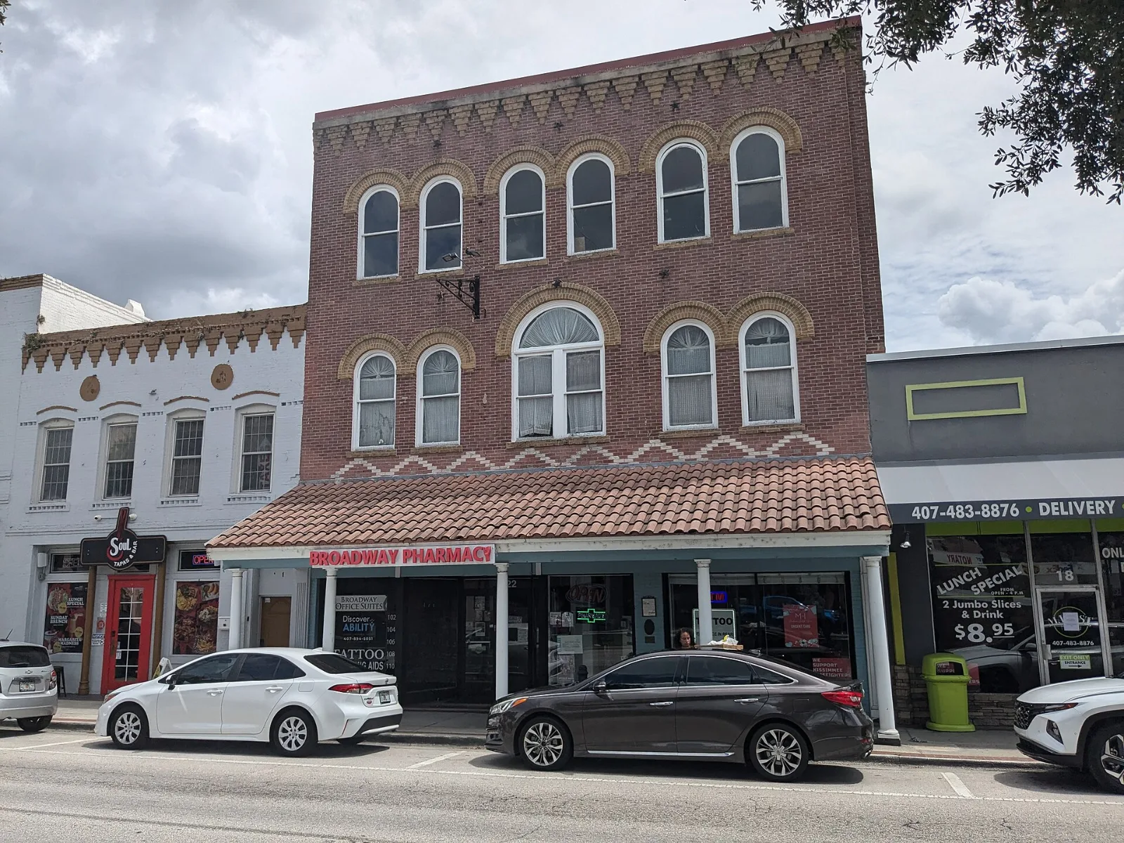 Historic buildings on Broadway Avenue in downtown Kissimmee